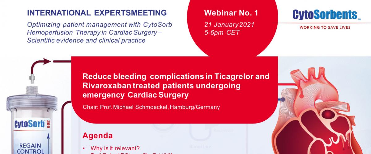 Webinar Redução de Complicações de Sangramentos em Cirurgias Cardíacas de Emergência com CytoSorb